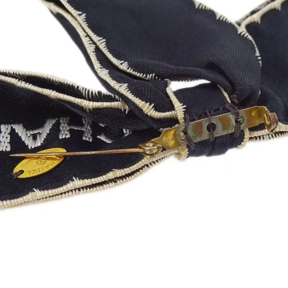 Chanel Bow Brooch Pin Navy